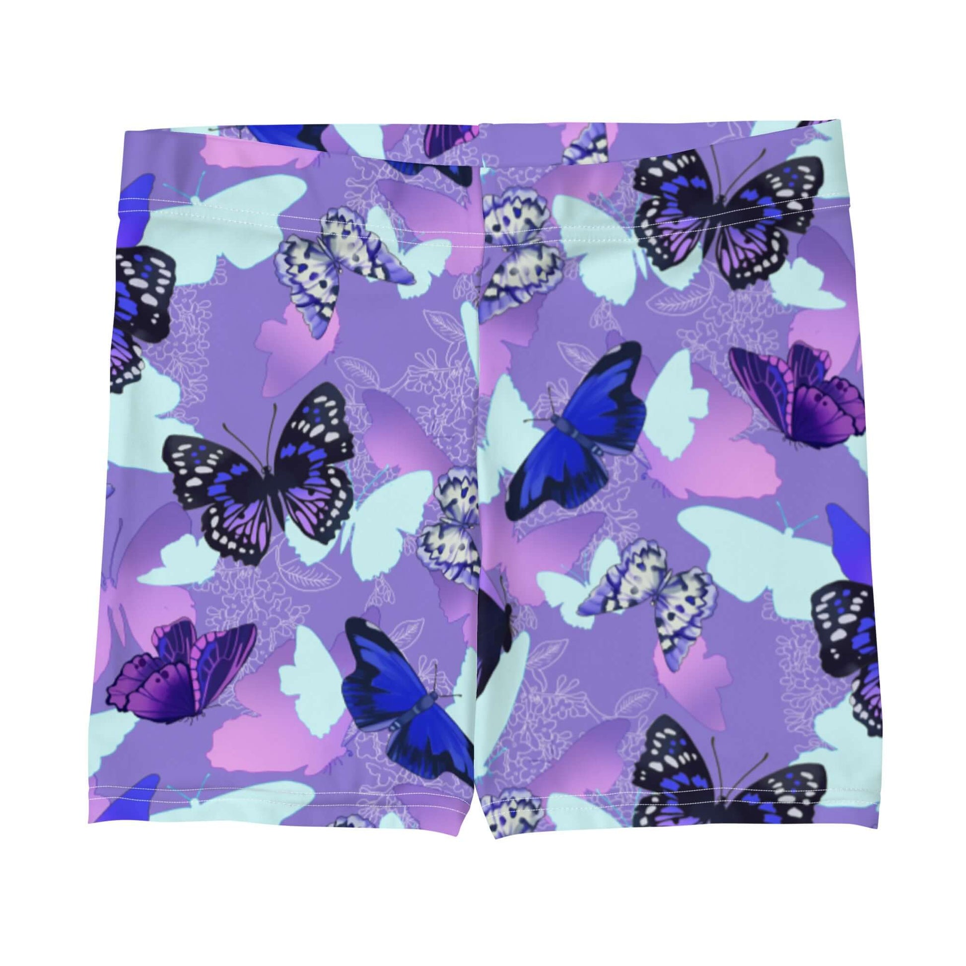Colorful Butterfly Shorts featuring vibrant prints, perfect for lounging or workouts. Pair with a crop top for style!