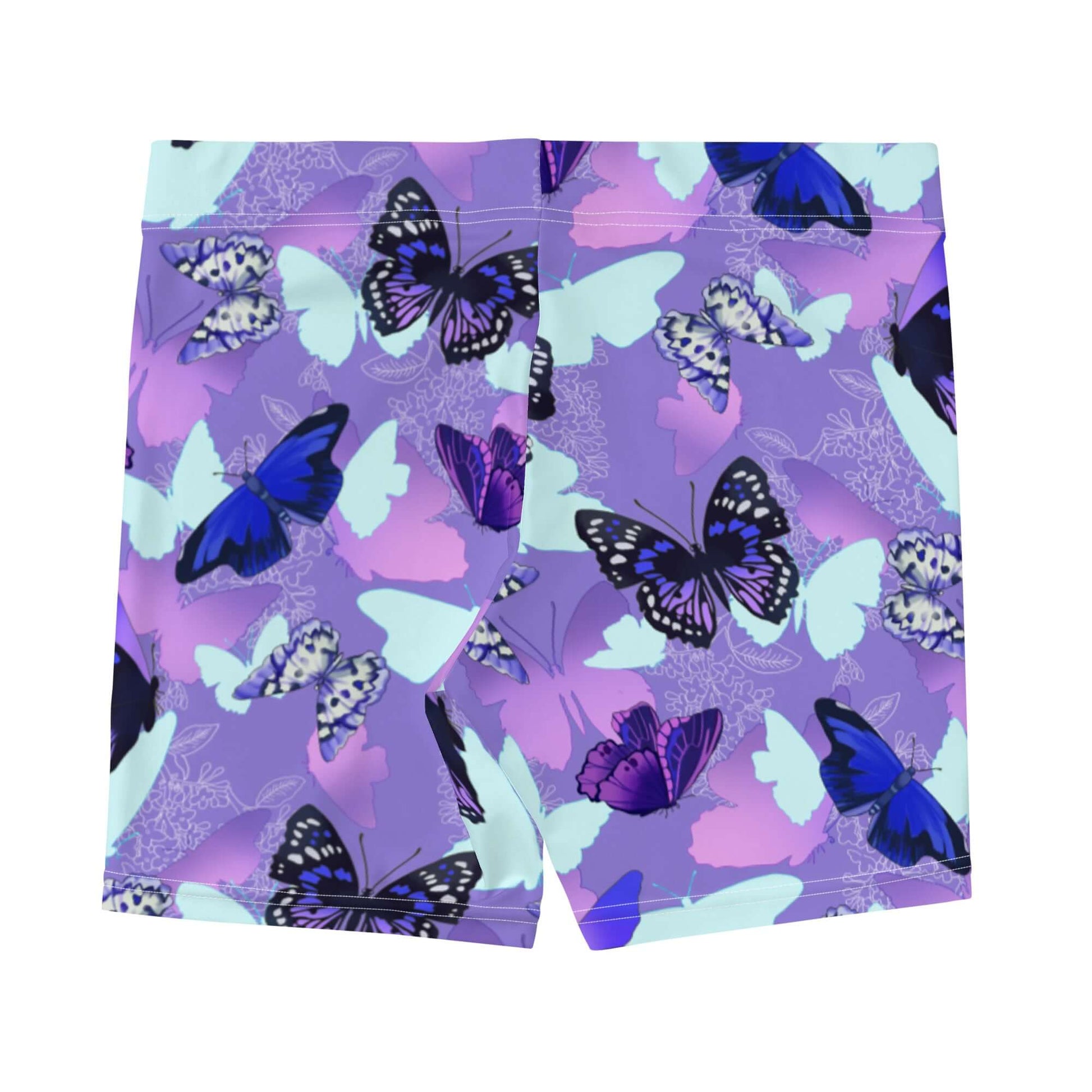 Colorful Butterfly Shorts featuring vibrant butterfly prints, perfect for lounging or gym wear. Style with a crop top!