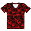 Stylish Butterfly T-shirt featuring a vibrant red and black butterfly print, perfect for butterfly lovers.