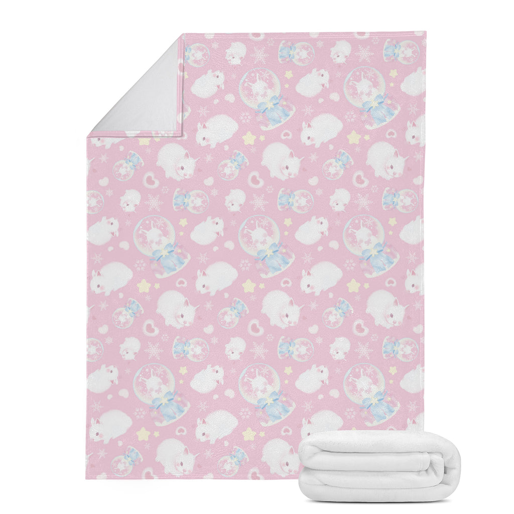 Snow Bunny Blanket (Pink) | Koibito Clothing.