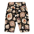 High-waisted Café Biker Shorts feature a stylish café-themed print, perfect for comfort and versatility.
