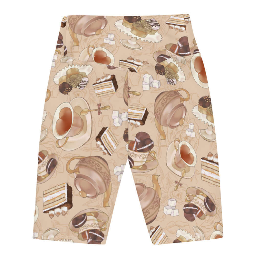 Café Biker Shorts featuring a fun, dessert-themed print, perfect for stylish comfort with any outfit.