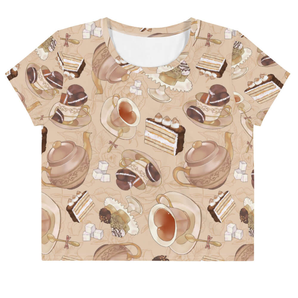 Chic Café Crop Top featuring a delightful design, perfect for casual outings or workouts. Elevate your style effortlessly!
