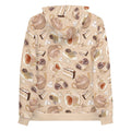 Cozy Café Hoodie featuring a vibrant print of tea, pastries, and sweet treats for stylish comfort on the go.