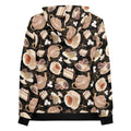 Cozy Café Hoodie featuring a vibrant print of tea cups and pastries, perfect for warm drinks on the go.