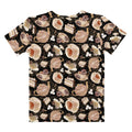 Stylish Café T-shirt featuring a charming design of cups and desserts, perfect for casual outings or lounging.