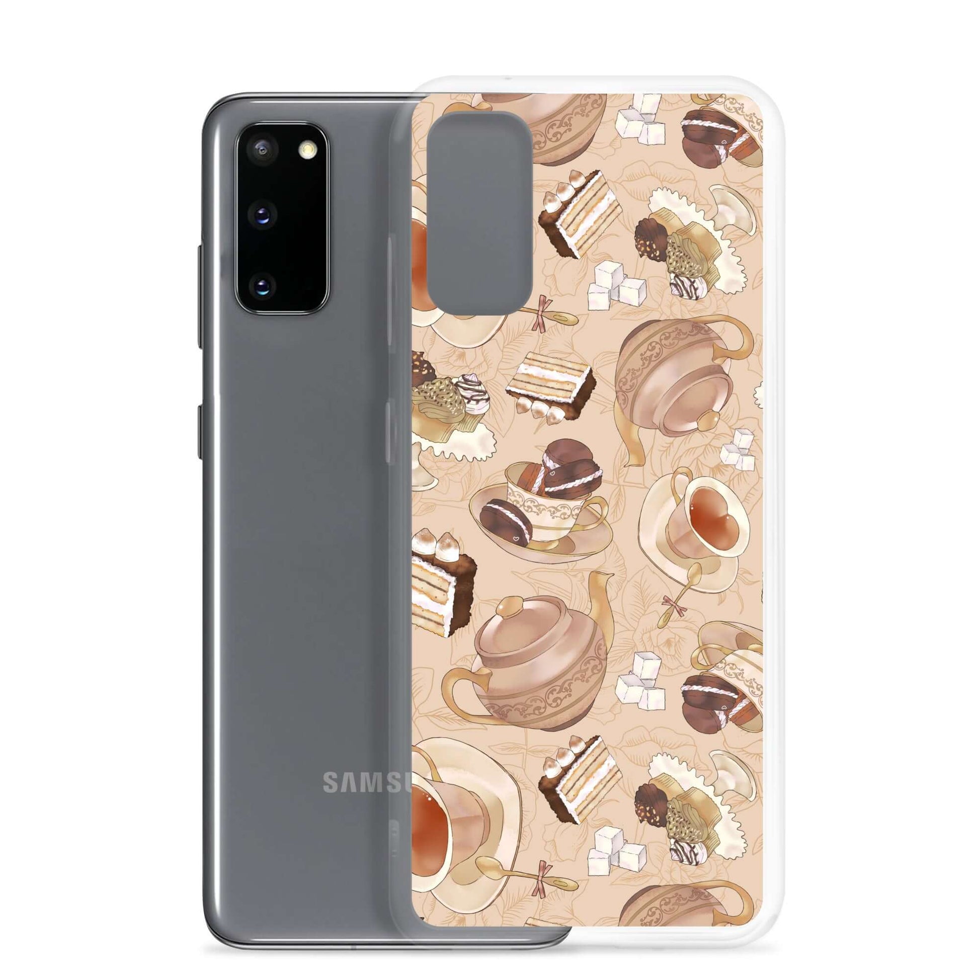 Café Samsung® Clear Case features a stylish dessert design, adding flair while protecting your phone from damage.