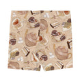 Café Shorts feature a delightful tea and dessert print, perfect for workouts with comfort and style.