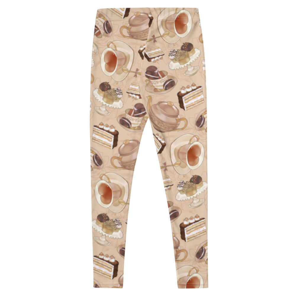 Stylish Café Leggings featuring a chic coffee and dessert print, perfect for workouts or casual wear.
