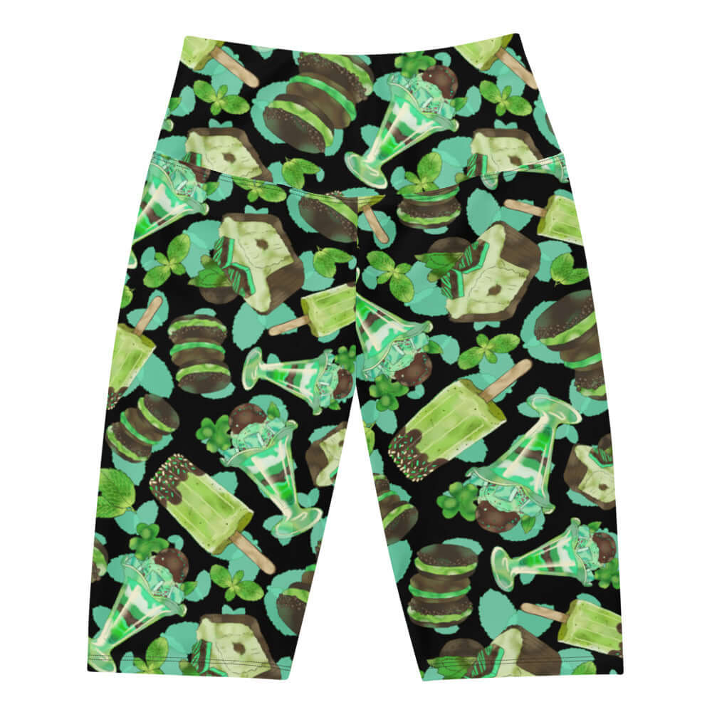Choco Mint Biker Shorts feature a fun dessert print, perfect for stylish comfort during workouts. Get yours now!