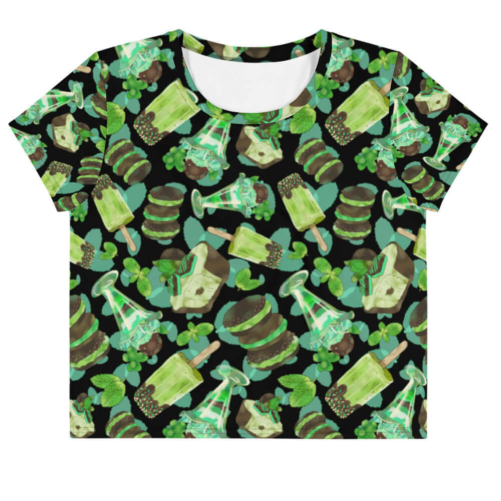 Choco Mint Crop Top featuring a vibrant mint and green design, perfect for a refreshing, stylish look.
