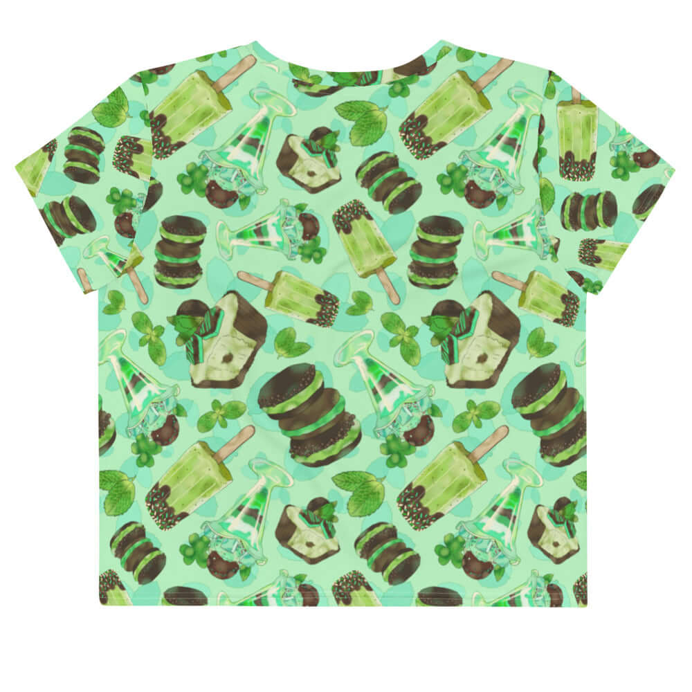 Choco Mint Crop Top features a vibrant mint pattern, perfect for a refreshing summer look that pops!