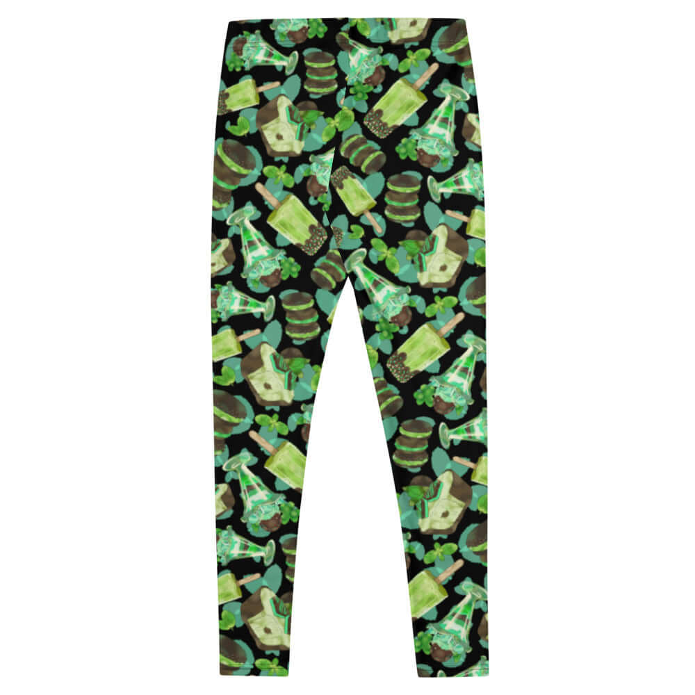 Bright and fun Choco Mint Leggings, perfect for summer workouts or lounging, made with comfy polyester/spandex.