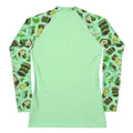 Choco Mint Rash Guard features a vibrant mint design, perfect for sunny sports activities and comfortable wear.