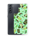 Choco Mint Samsung® Clear Case showcases a vibrant mint design, perfect for protecting your phone in style.