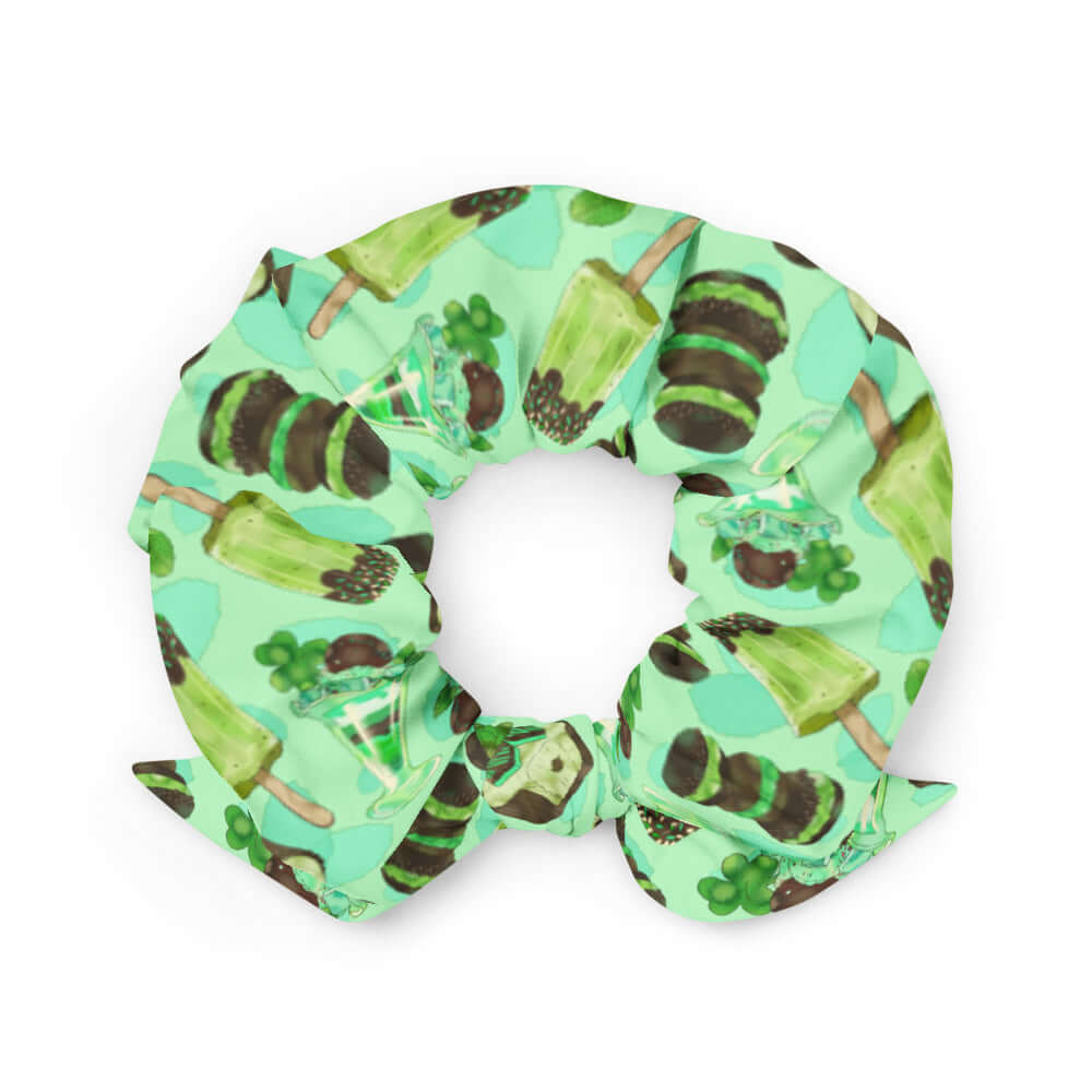 Brighten your outfit with the Choco Mint Scrunchie, featuring a fun design that adds a cheerful touch to any look.