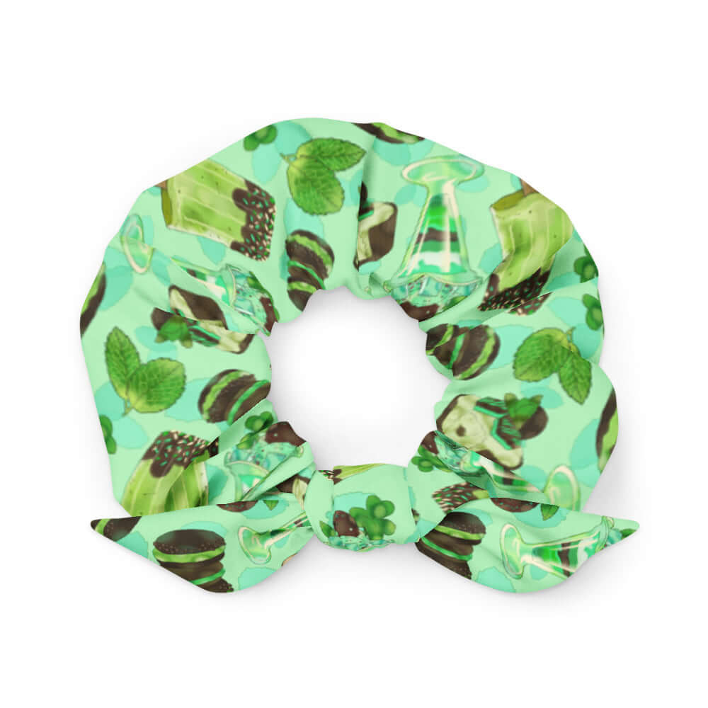 Brighten your look with the Choco Mint Scrunchie, a trendy accessory featuring a fun mint and chocolate design.