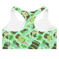 Choco Mint Sports bra features a fun green print, perfect for a fresh workout look and moisture-wicking comfort.