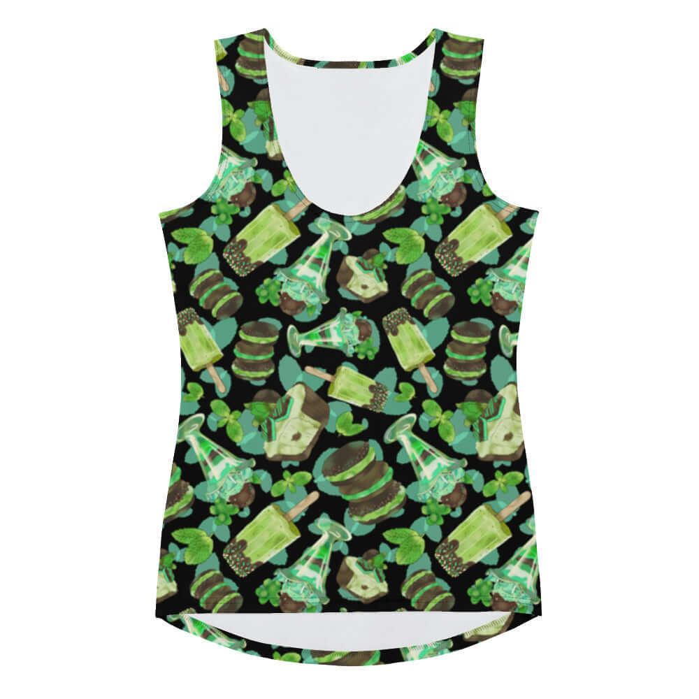 Choco Mint Tank Top featuring a fun mint-themed design, perfect for summer and a stylish addition to your wardrobe.