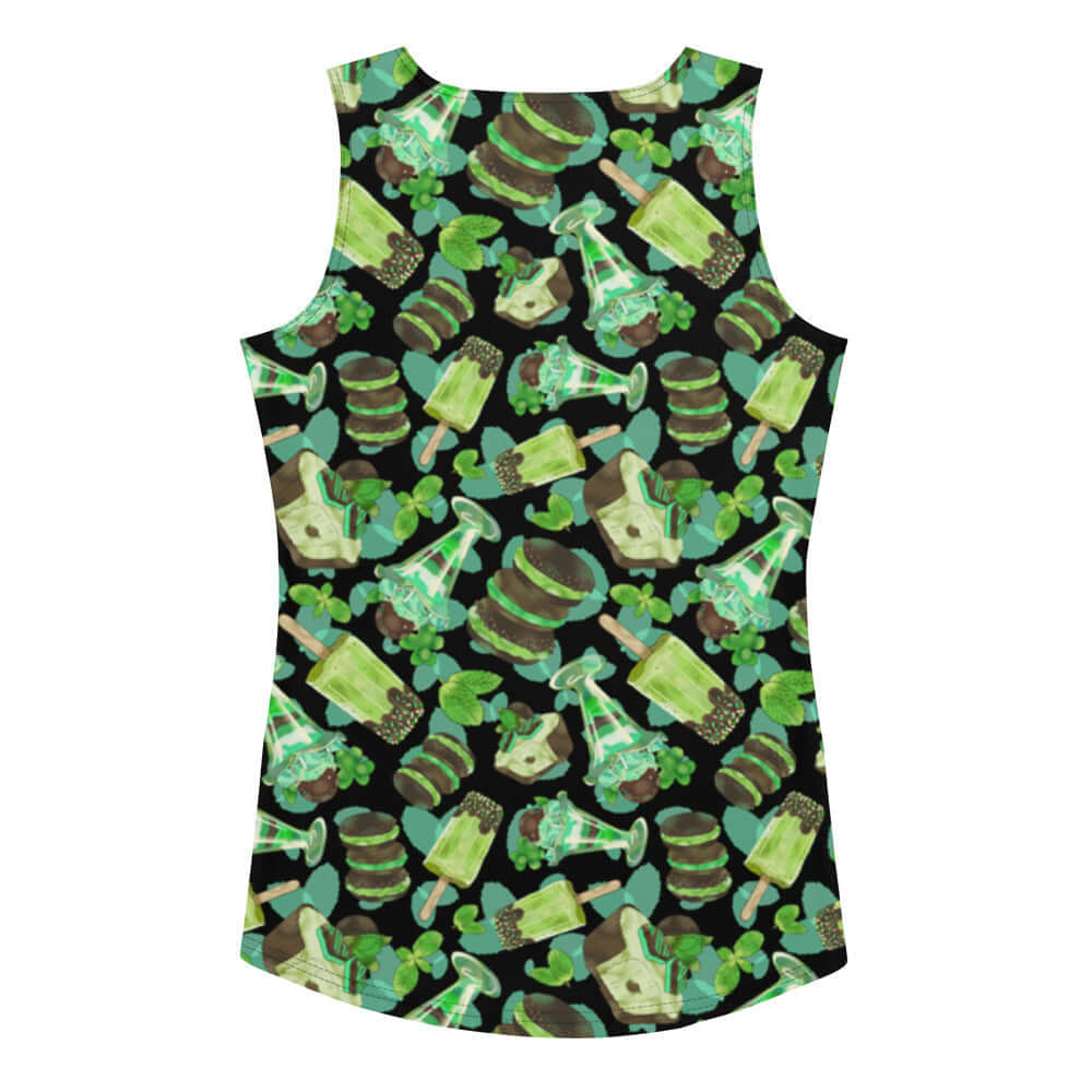Choco Mint Tank Top features a vibrant mint-themed design, perfect for summer fun and a stylish wardrobe refresh.