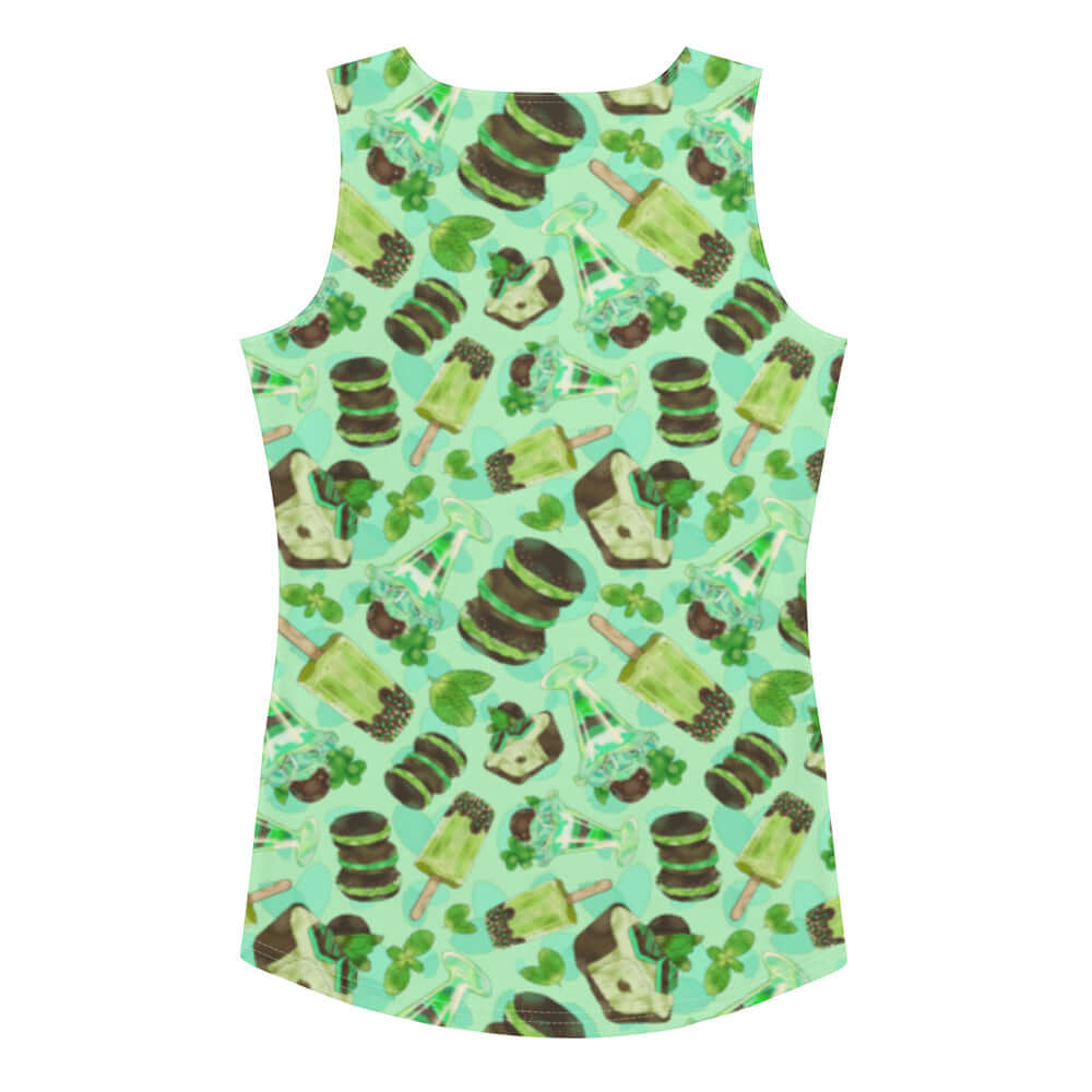 Choco Mint Tank Top features a fun mint pattern, perfect for summer and a stylish addition to any wardrobe.