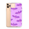 Showcasing the Aensland iPhone® Clear Case with a stylish bat design, offering protection from scratches and dust.