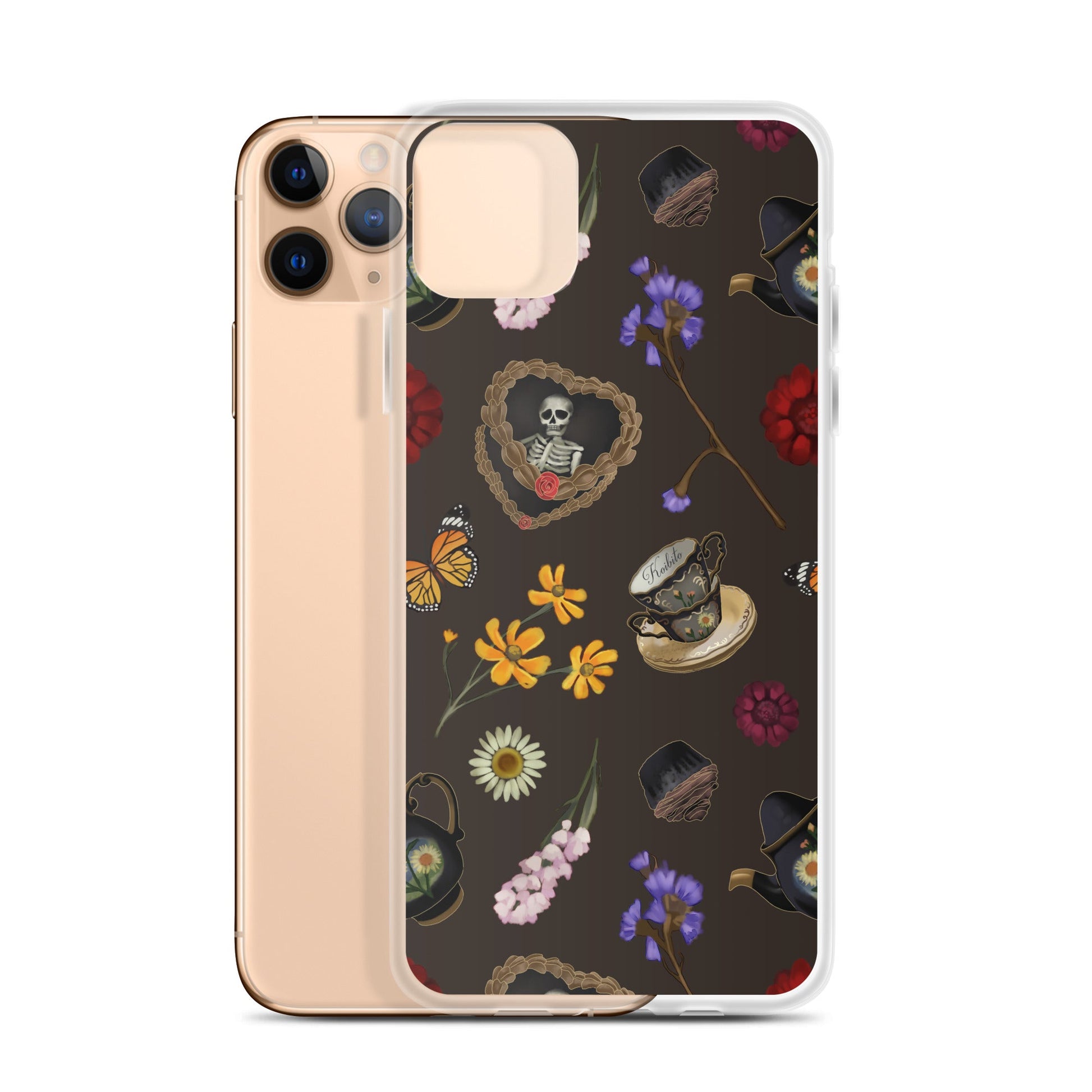 Gothic Tea Time iPhone® Clear Case features a unique design, offering stylish protection from scratches and dust.