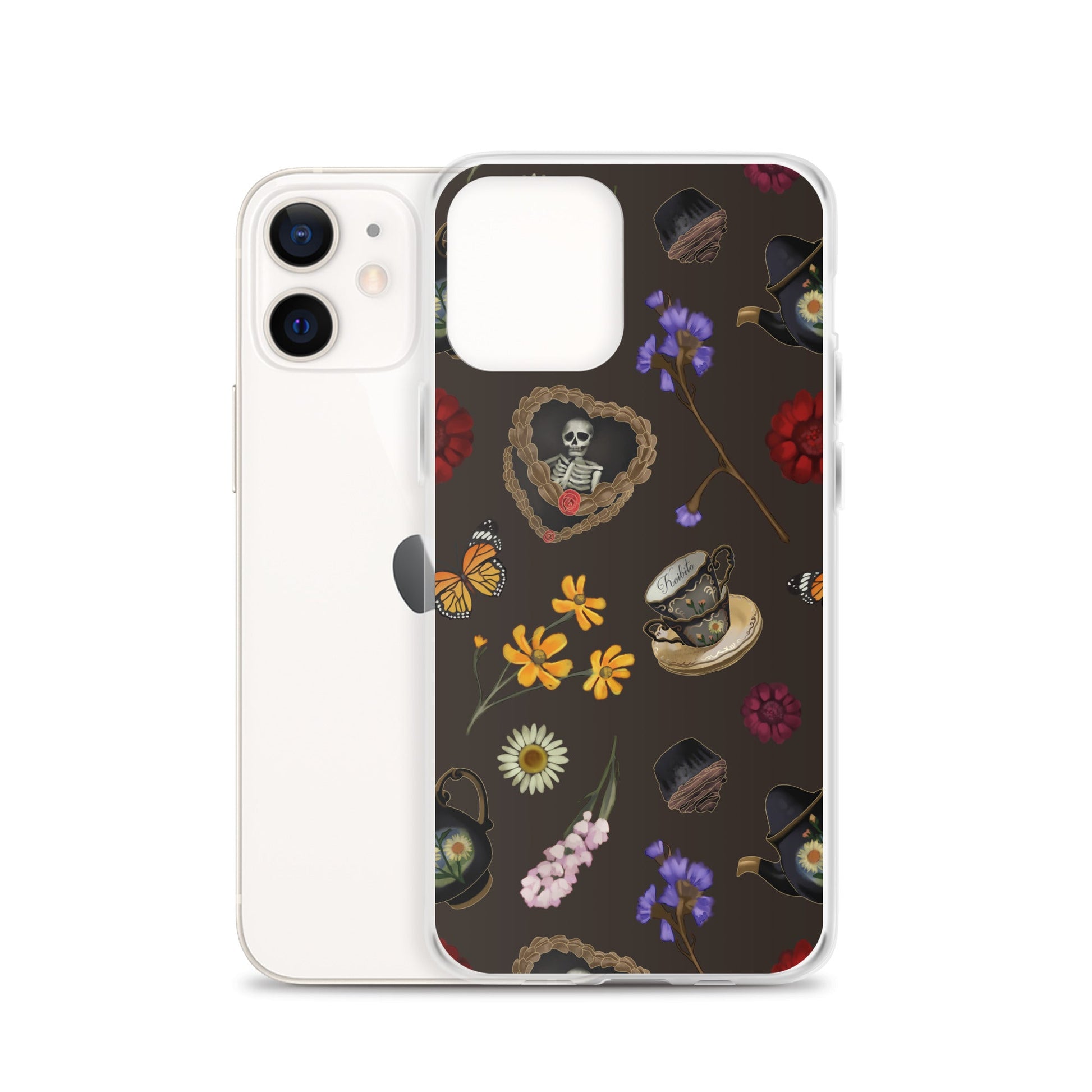 Gothic Tea Time iPhone® Clear Case featuring intricate designs for style and protection against daily wear.