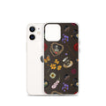 Gothic Tea Time iPhone® Clear Case featuring a unique floral and skull design, perfect for stylish protection.