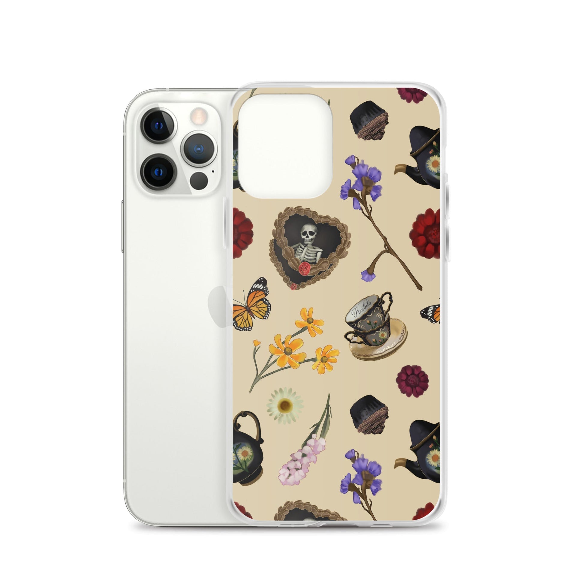 Gothic Tea Time iPhone® Clear Case featuring whimsical designs, perfect for style and protection. Ideal for daily use.