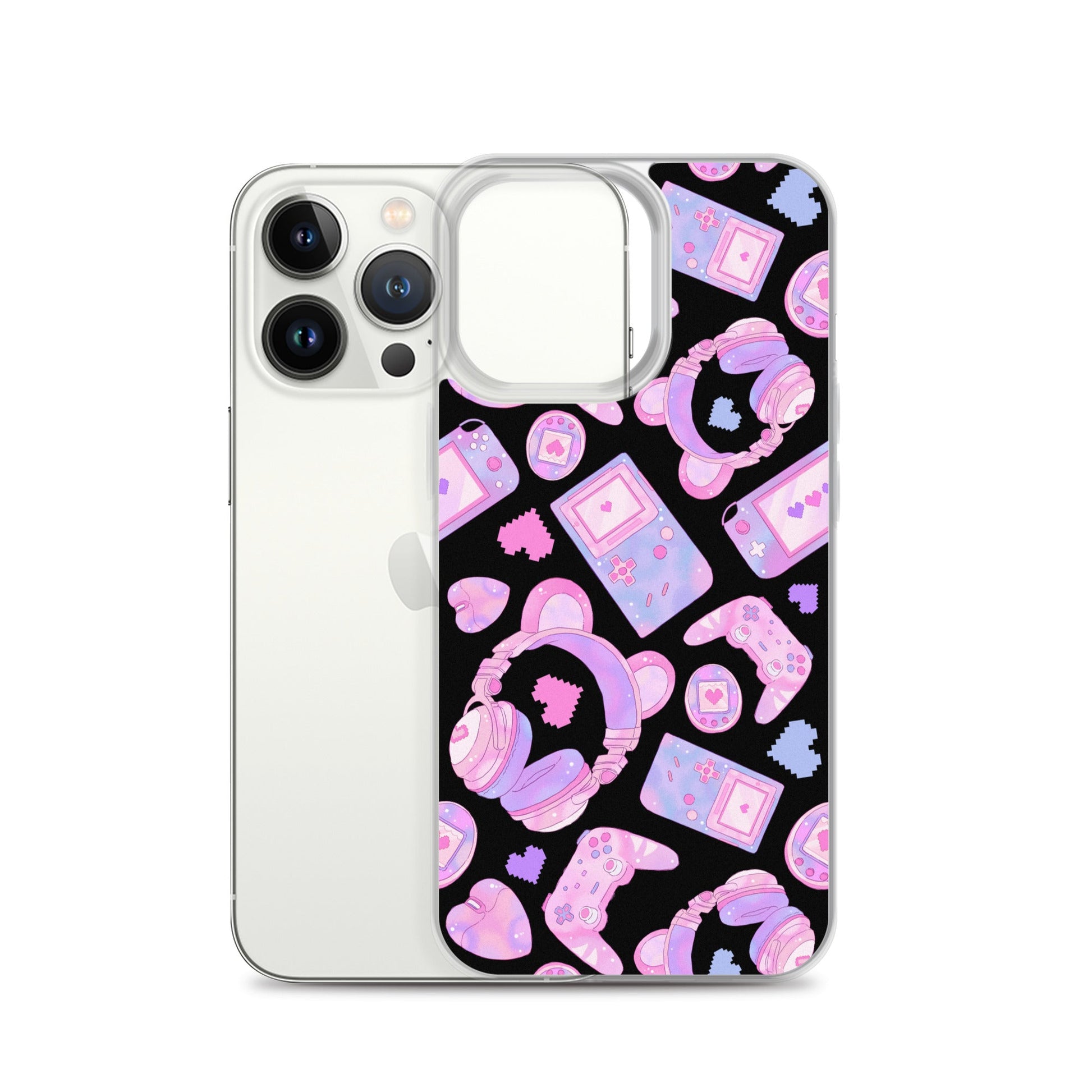 Sleek Gamer Girl iPhone® Clear Case featuring colorful gaming designs, protecting against scratches and dirt.
