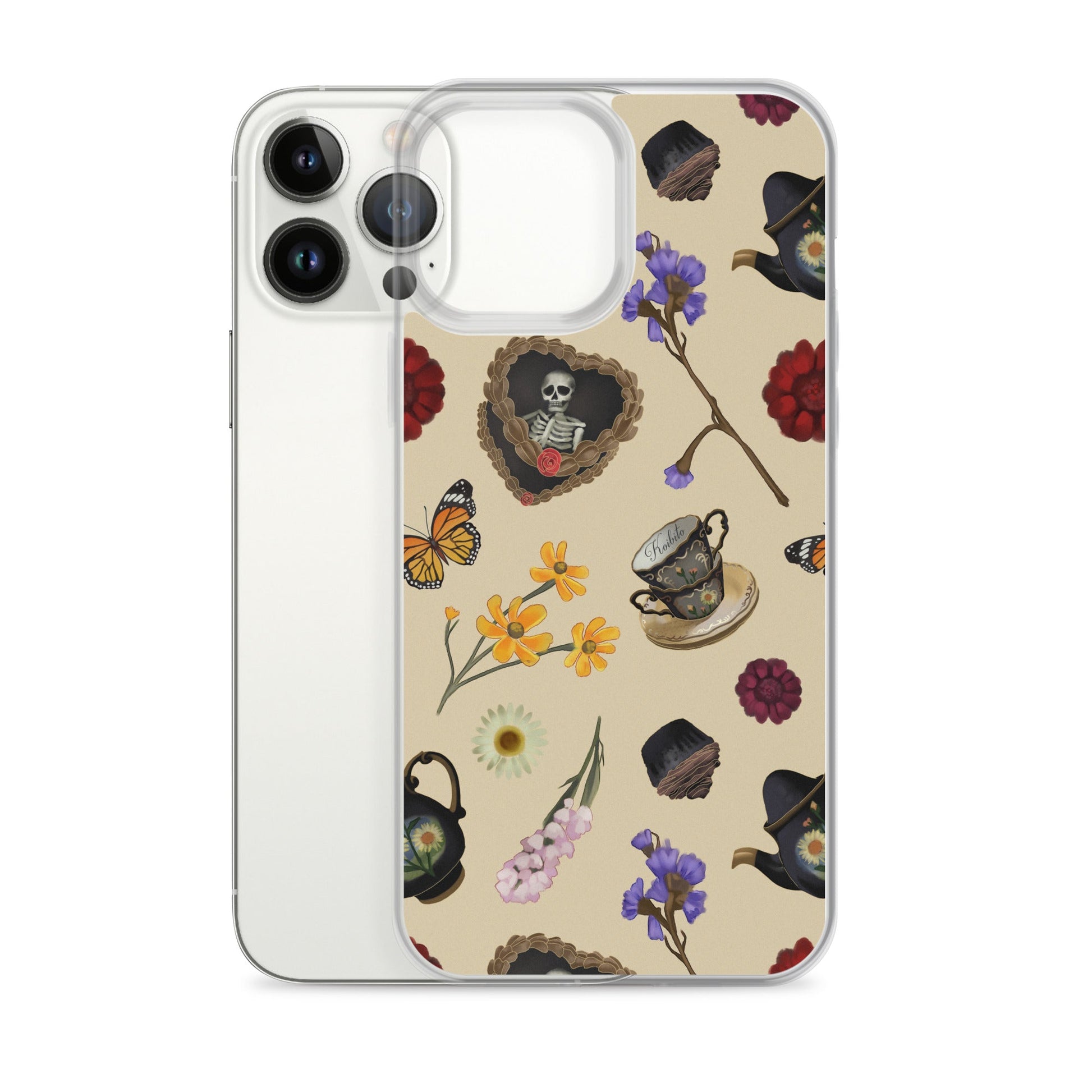Gothic Tea Time iPhone® Clear Case featuring elegant designs, perfect protection against scratches and dust.