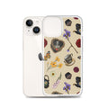 Gothic Tea Time iPhone® Clear Case features whimsical floral and skull designs, offering stylish protection for your device.
