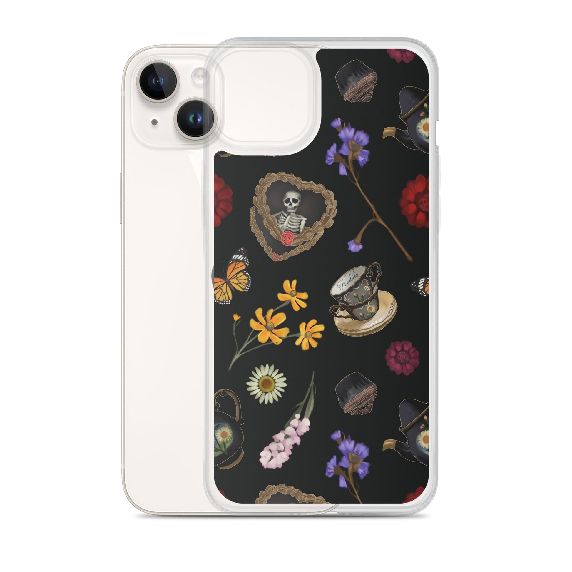 Gothic Tea Time iPhone® Clear Case features a whimsical design, protecting your phone with style and durability.