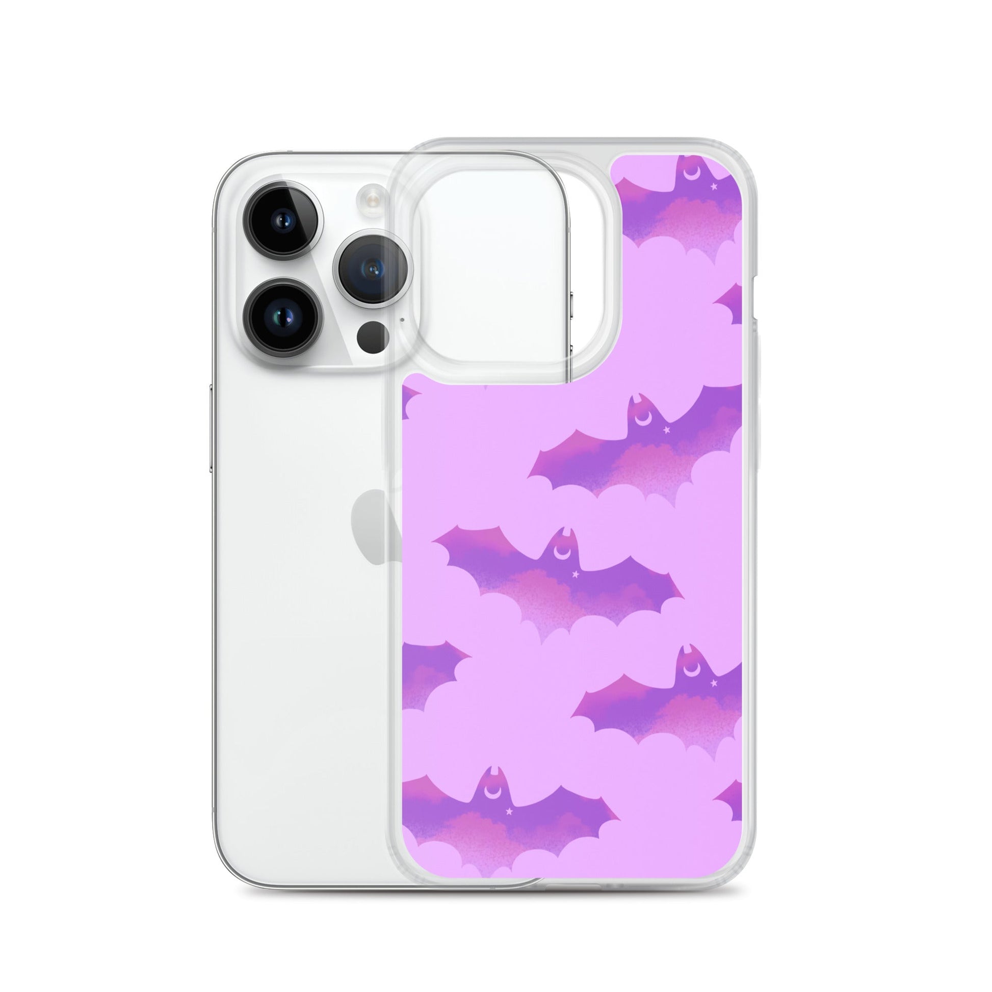 Stylish Aensland iPhone® Clear Case showcases a playful bat design while offering reliable protection and easy access.