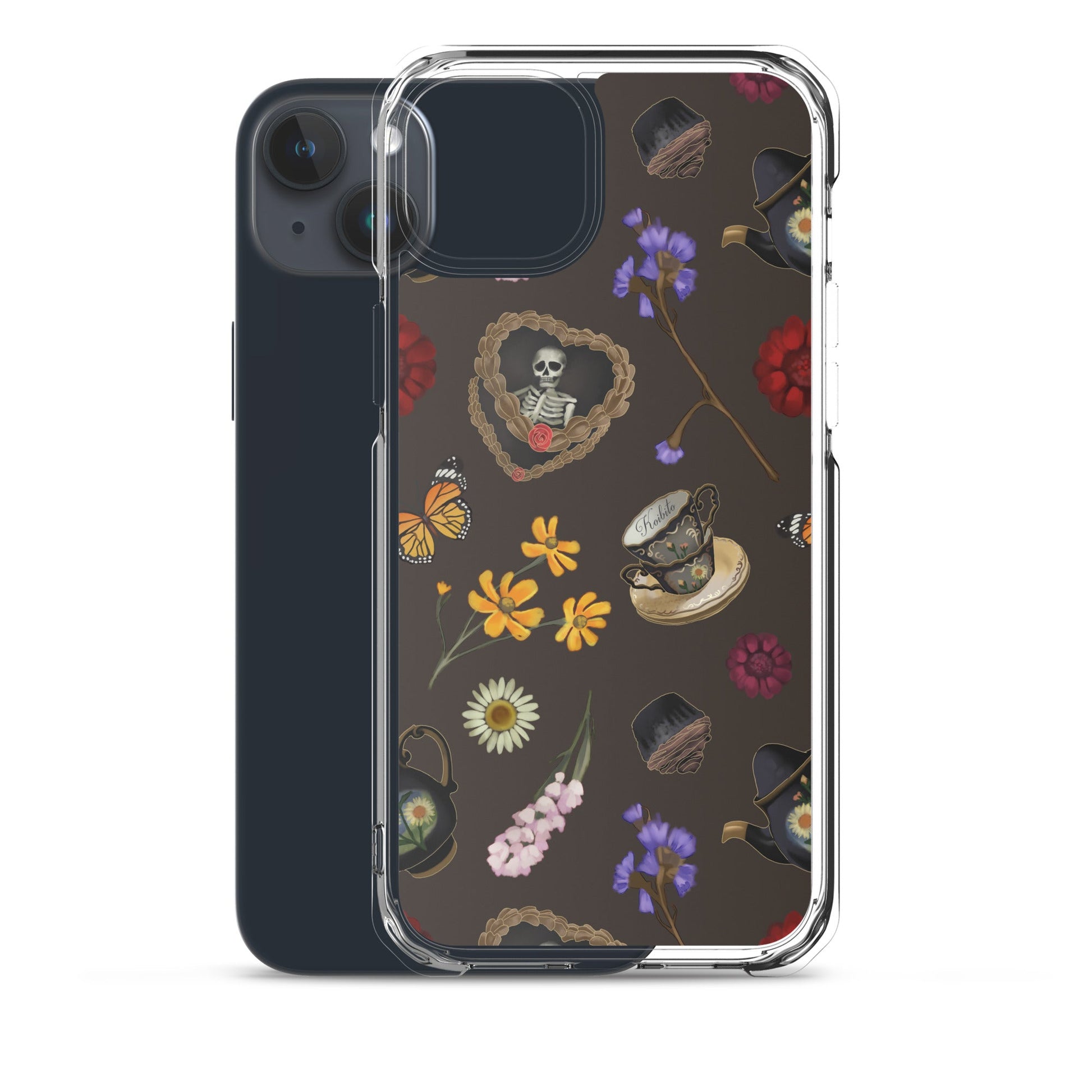 Gothic Tea Time iPhone® Clear Case features vibrant designs, offering stylish protection for your device from scratches and dirt.
