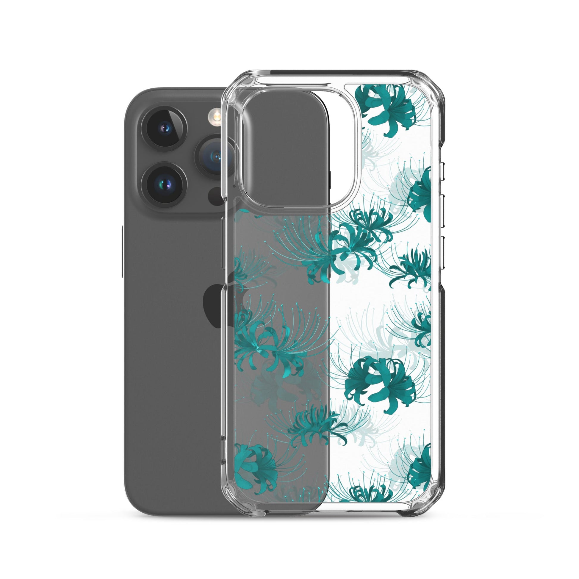 Sleek Higanbana iPhone® Clear Case showcases a floral design, protecting from scratches and dirt effortlessly.