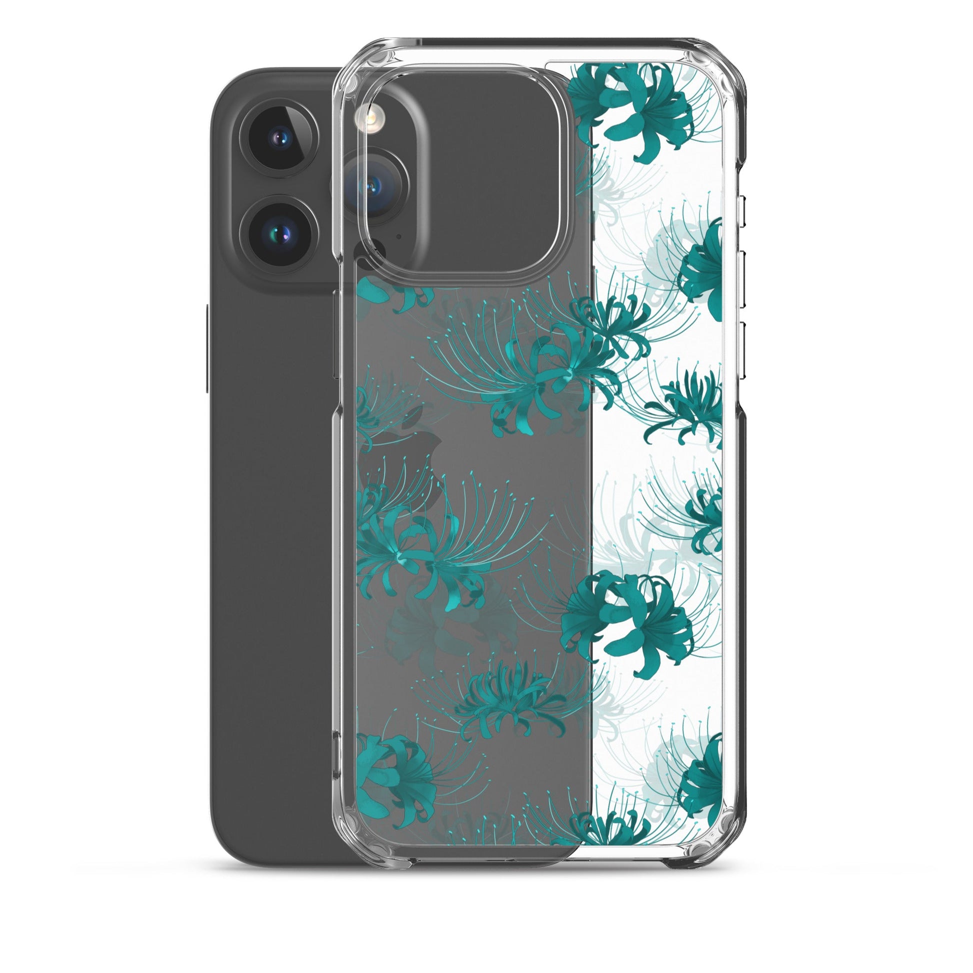 Sleek Higanbana iPhone® Clear Case, designed for protection against scratches and easy access to ports.