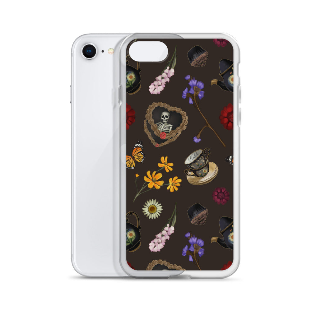 Gothic Tea Time iPhone® Clear Case features vibrant designs, offering stylish protection against scratches and dirt.