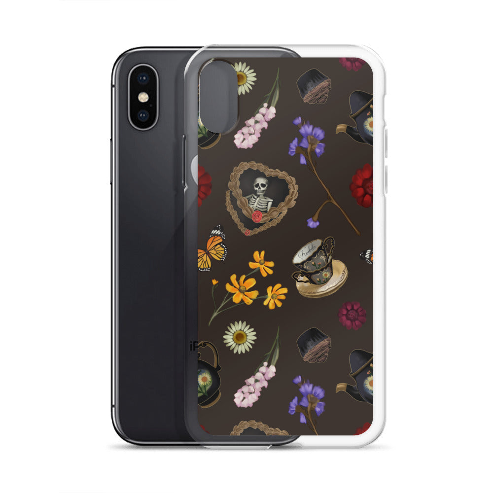 Gothic Tea Time iPhone® Clear Case features a unique design, offering stylish protection against scratches and dirt.