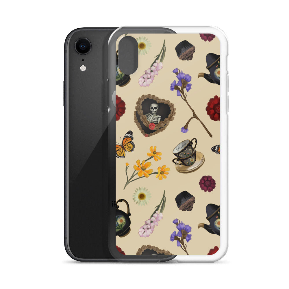 Gothic Tea Time iPhone® Clear Case features a unique design, providing stylish protection against scratches and dust.