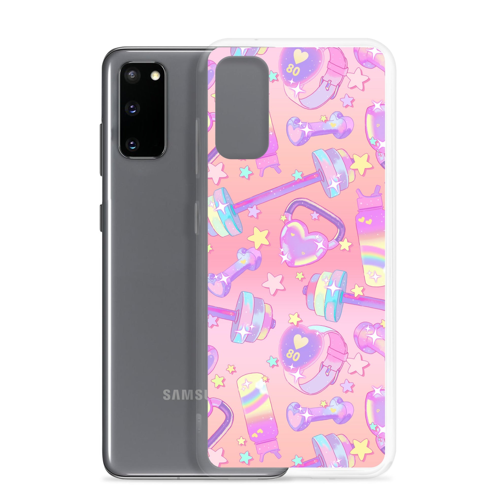Sleek Glitter Gains Samsung® Clear Case features a solid back and flexible sides for optimal phone protection and style.