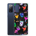 Colorful Monster Party Samsung® Clear Case showcasing vibrant designs while offering protection against scratches and dust.