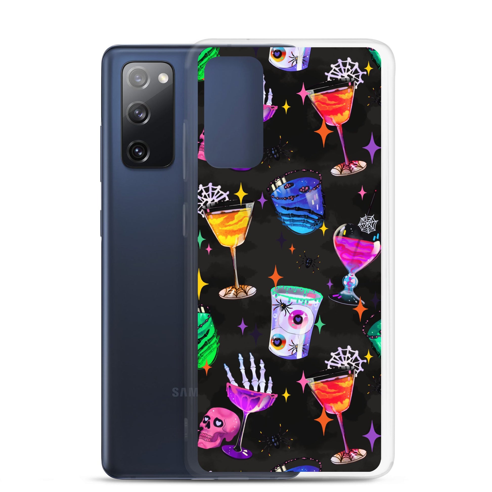 Colorful Monster Party Samsung® Clear Case showcasing vibrant designs while offering protection against scratches and dust.