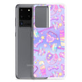 Protect your phone stylishly with the Glitter Gains Samsung® Clear Case, featuring a colorful design and flexible sides.