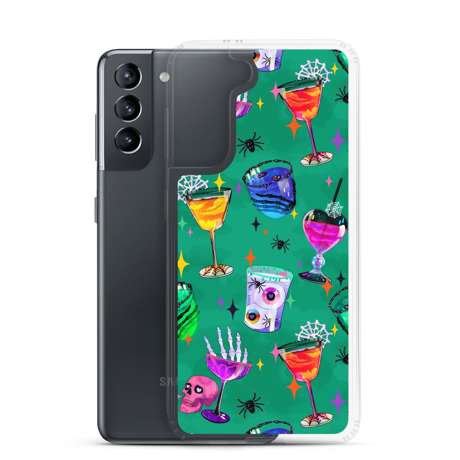 Sleek Monster Party Samsung® Clear Case features colorful designs, protecting your phone from scratches and dirt.