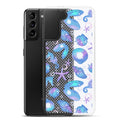 Showcasing the Sea Princess Samsung® Clear Case with a stunning design of seashells and sparkles for ultimate phone protection.
