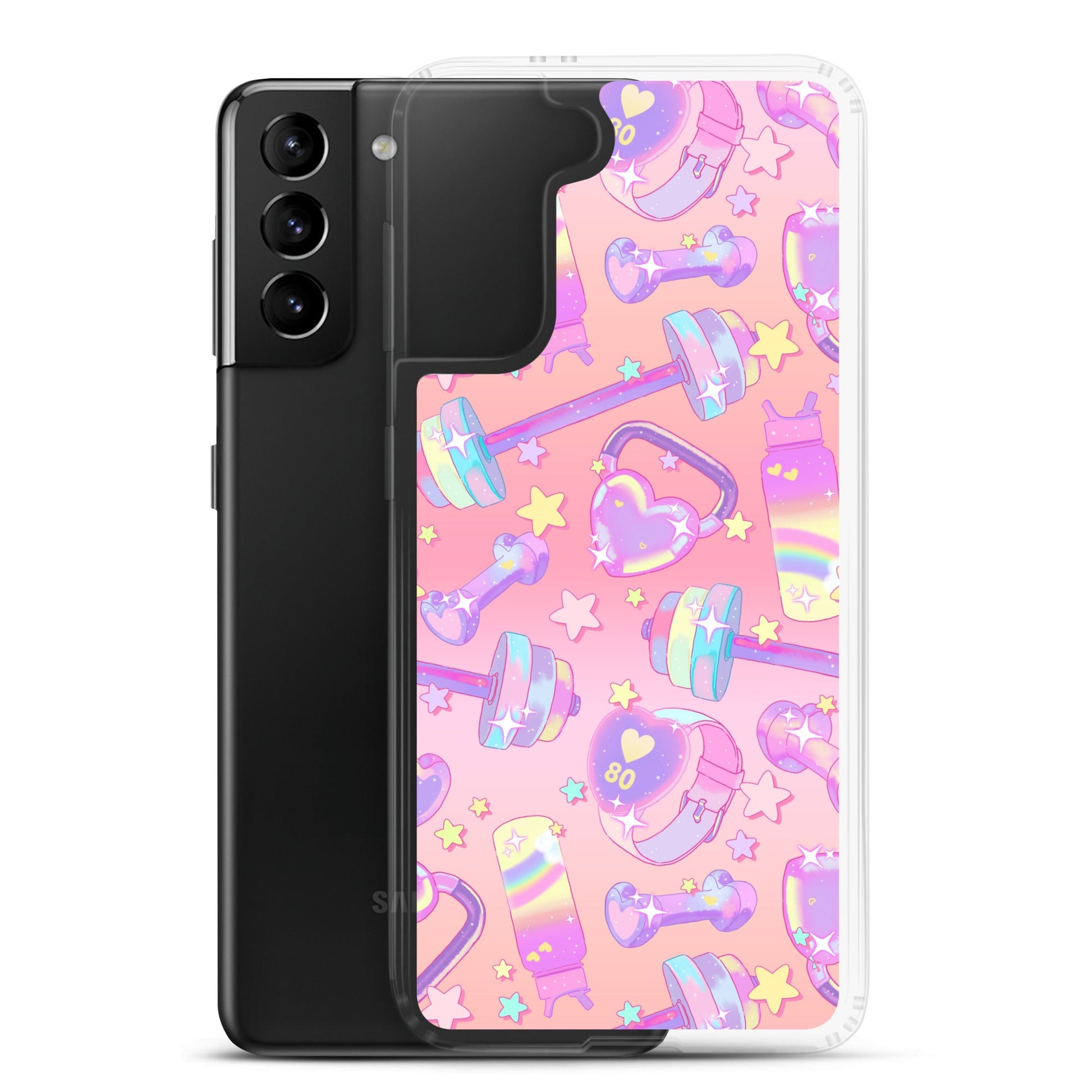 Protect your phone stylishly with the Glitter Gains Samsung® Clear Case featuring a fun, colorful design.