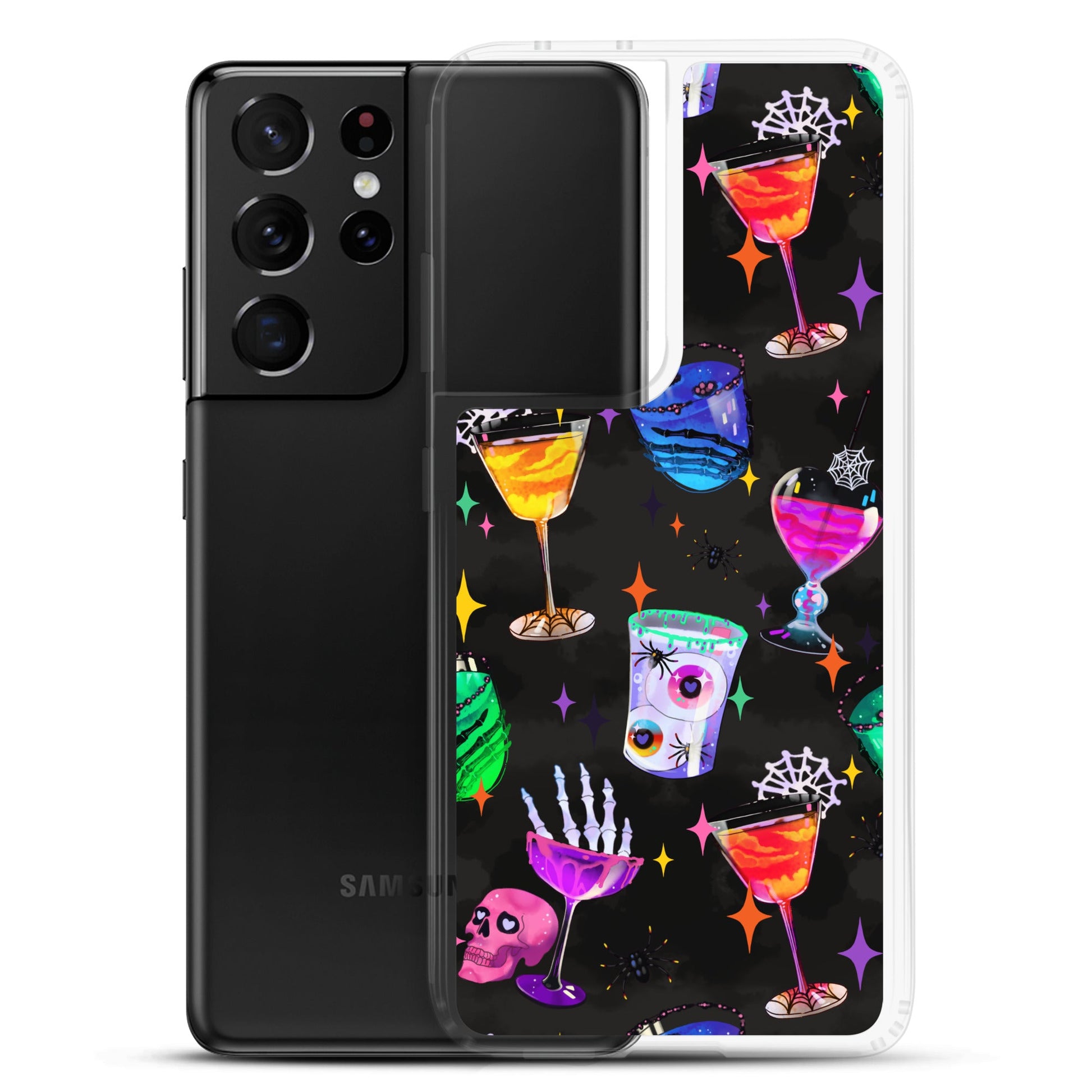 Stylish Monster Party Samsung® Clear Case featuring vibrant designs, offering robust protection for your phone.