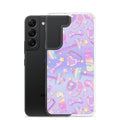 Sleek Glitter Gains Samsung® Clear Case with vibrant design, offering protection from scratches and easy access to ports.